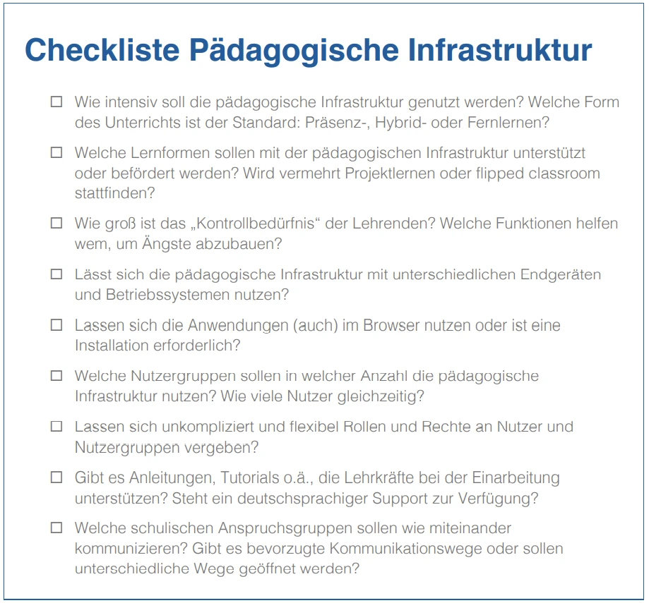 Checkliste Pädagogische Infratruktur